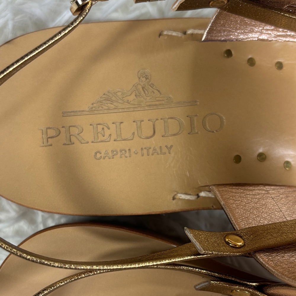 Preludio Metallic Rose Gold Leather Slingback Sandals - Picture 5 of 6